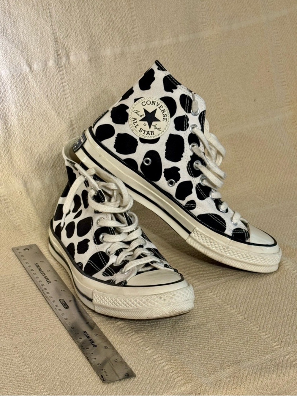 Converse High Top Sneakers - Black & White Cow Spot